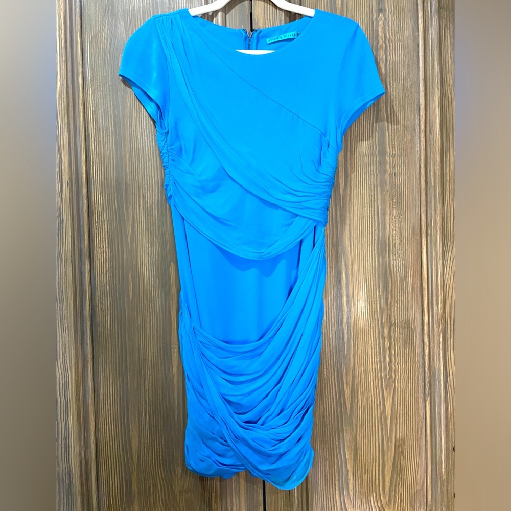 Alice + Olivia blue mini dress with ruching